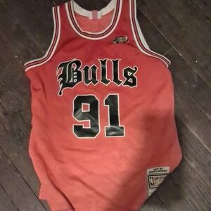 Mitchell And Ness Bulls Rodman 91 Basketball Jersey